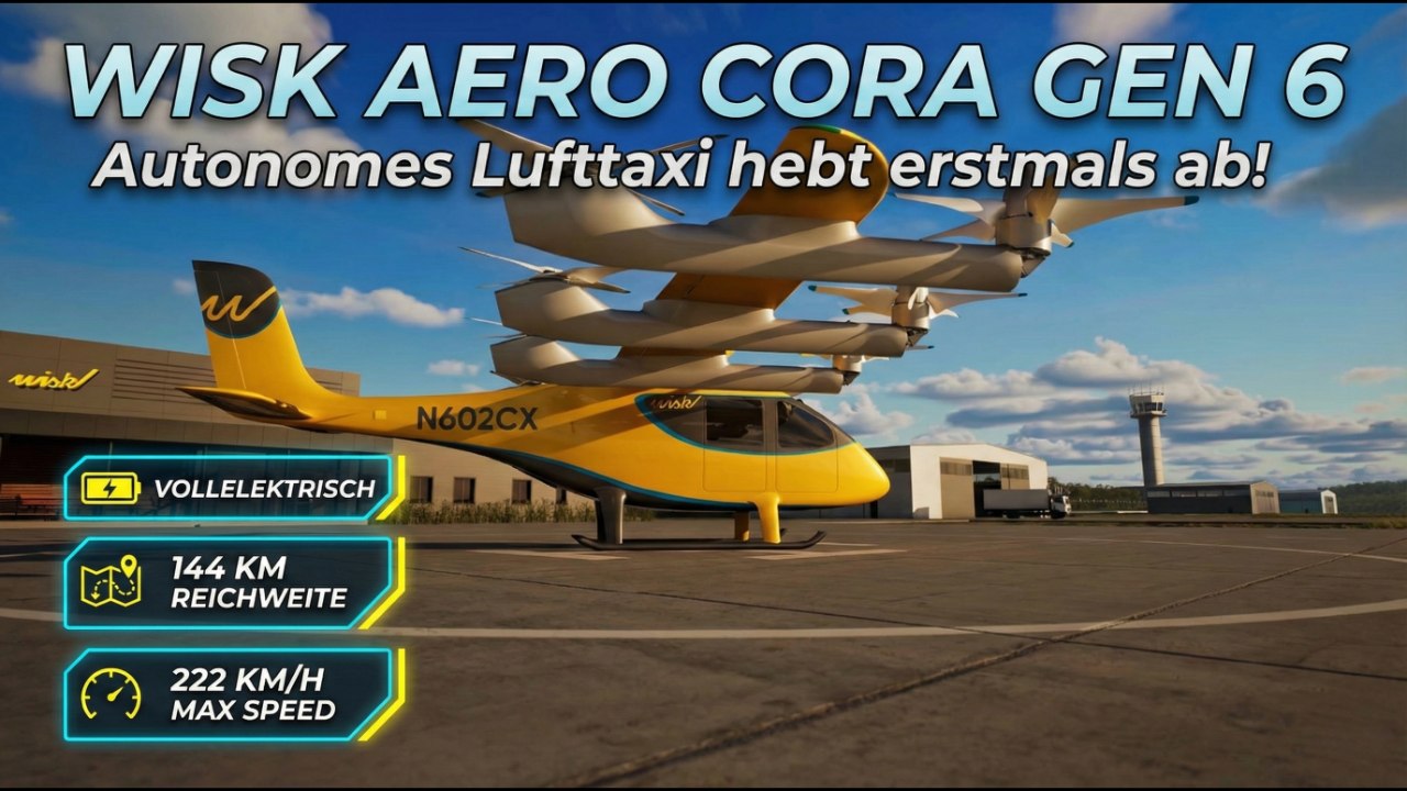 Erstflug: Autonomes eVTOL Wisk Cora startet Richtung Zukunft  Inhalt (oben im Video angezeigt):
