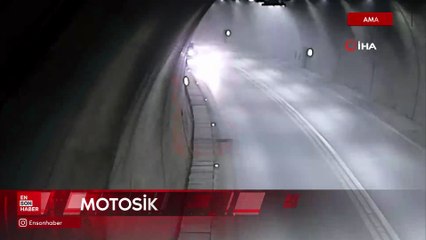 Amasya'da tünelde motosikletle takla attı, bir dakika sonra yoluna devam etti