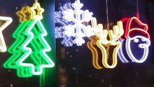 5Pcs Christmas Window Lights Battery Powered Neon Silhouette Decor | Indoor Outdoor
