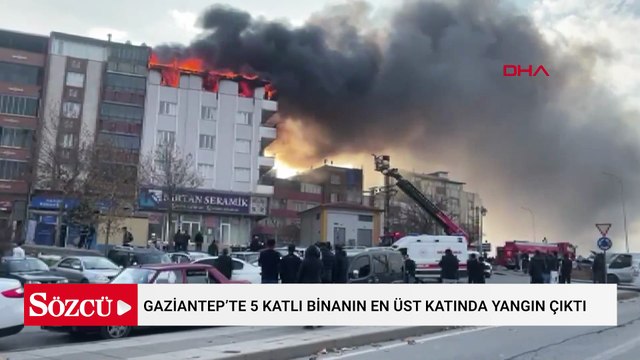 Gaziantep’te 5 katlı binanın en üst katında yangın çıktı