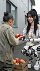 The Humanoid Robot Bought All The Old Woman's Apples.#ai #art #humanoid #robot
