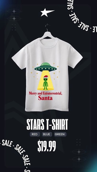 Vintage Sci Fi Alien Christmas UFO For Santa FansMerry and Extraterrestrial,Santa design