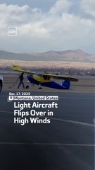 Light Aircraft Flips Over in High Winds