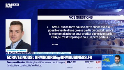 Culture Bourse : "SMCP est en forte hausse cette année avec la possible vente d’une grosse partie du capital : est-ce le moment d’acheter pour profiter d’une éventuelle OPA, ou c’est trop risqué pour un petit porteur ?", par Julie Cohen-Heurton - 22/12