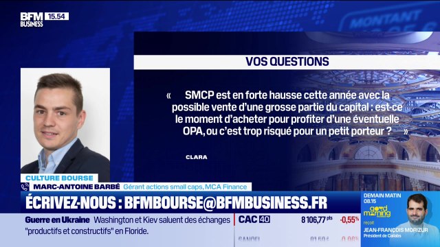 Culture Bourse : SMCP est en forte hausse cette année avec la possible vente d’une grosse partie du capital : est-ce le moment d’acheter pour profiter d’une éventuelle OPA, ou c’est trop risqué pour un petit porteur ? , par Julie Cohen-Heurton - 22/12