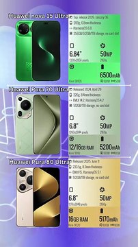 Huawei nova 15 Ultra vs Huawei Pura 70 Ultra vs Huawei Pura 80 Ultra