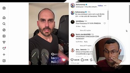 Eduardo Bolsonaro joga suas havainas no lixo depois do comercial com Fernanda Torres