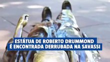 Estátua de Roberto Drummond é encontrada derrubada na Savassi