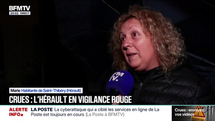 Vigilance rouge pour les crues dans l'Hérault: "On n'espère que ça ne va pas monter plus", s'inquiète une habitante de Saint-Thibéry