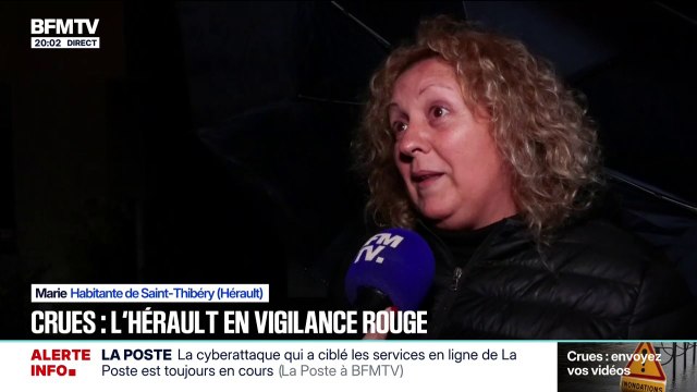 Vigilance rouge pour les crues dans l'Hérault: On n'espère que ça ne va pas monter plus , s'inquiète une habitante de Saint-Thibéry