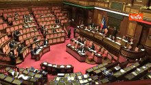 Discussione in Aula sulla manovra, il Ministro Giorgetti ascolta gli interventi dei Senatori