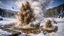 Yellowstone's Black Diamond Pool Erupts on Camera in Stunning Winter Blast