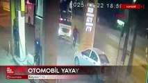 Kayseri’de otomobilin yayaya çarptığı kaza anı