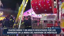 Cuatro niños y un adulto rescatados por los bomberos en la noria del Navipark de Móstoles