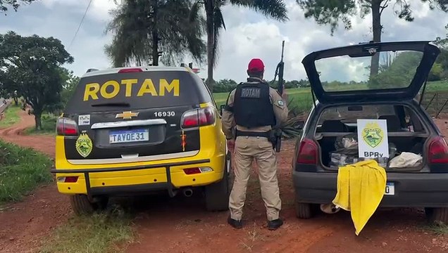 ROTAM apreende mais de 85 quilos de maconha e prende dois homens na PR-586, em Santa Tereza do Oeste