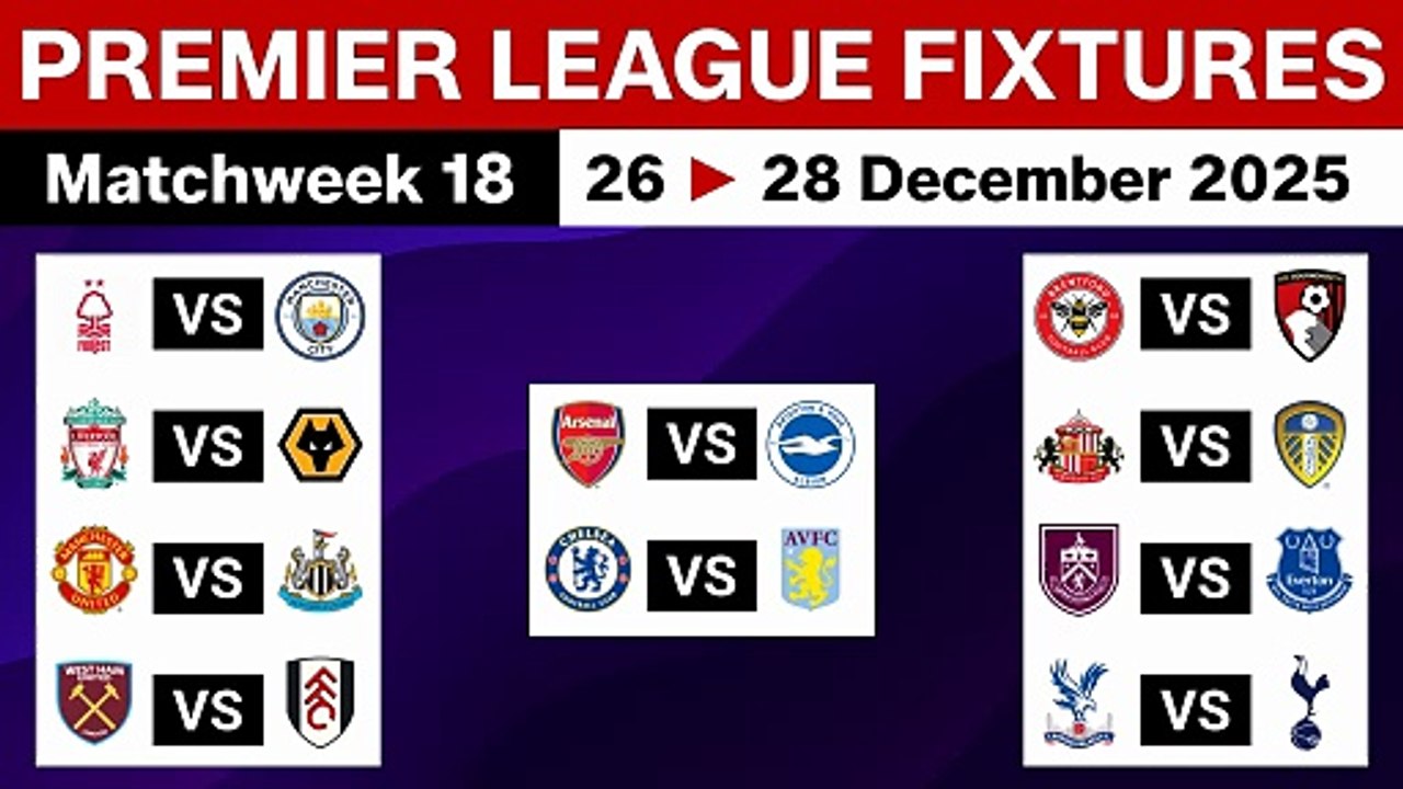Premier League Fixtures [MD 18] EPL Table - Premier League Schedule