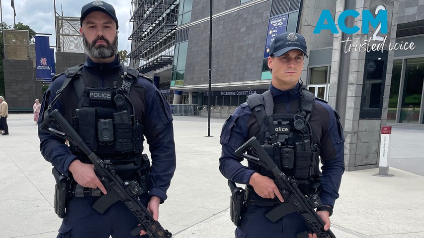 Specialist police armed with semi-automatic rifles were set to patrol the MCG for the Boxing Day Test, as authorities ramped up security following the Bondi terror attack. This video includes ACM-produced voiceover powered by AI.