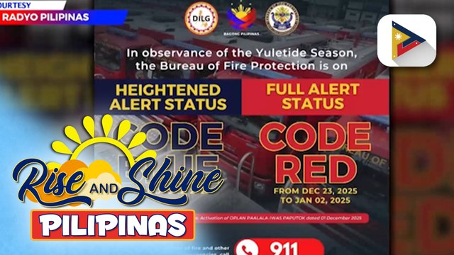 BFP, naka-full alert status bilang paghahanda sa pagdiriwang ng Pasko at bagong taon