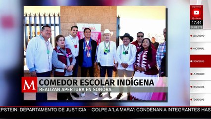 El gobernador Alfonso Durazo y Adelfo Regino Montes inaugura un comedor escolar indígena en Sonora