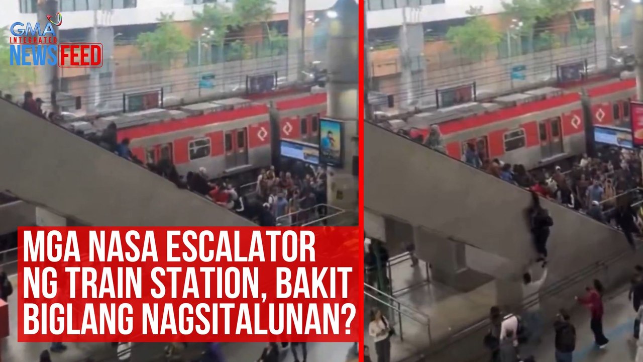 Mga nasa escalator ng train station, bakit biglang nagsitalunan? | GMA Integrated Newsfeed