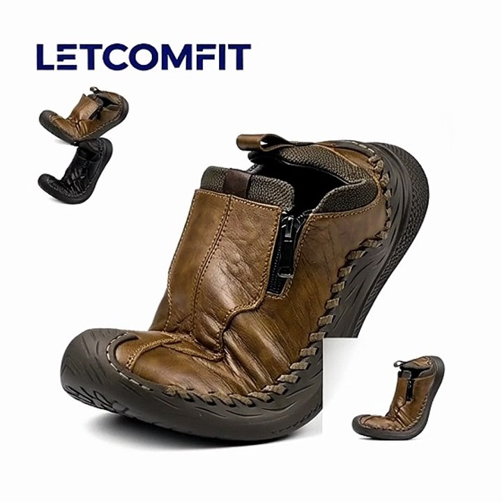 LETCOMFIT Zapatos de Cuero Genuino para Hombre - Mocasines Cómodos Hechos a Mano