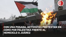 Música, poesía y piñatas: artistas protestan en CDMX por Palestina