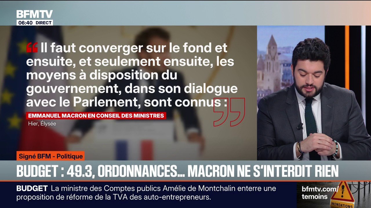 SIGNÉ BFM - Budget 2026: Emmanuel Macron envisage le recours à l'article 49-3 et les ordonnances pour sortir de l'impasse budgétaire