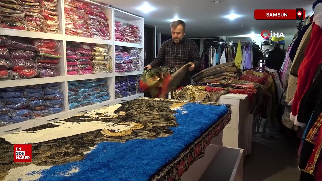 Samsun'da öğretmen, dünyanın dört bir tarafından 25 yılda toplandığı duvar halıları ile koleksiyon yaptı