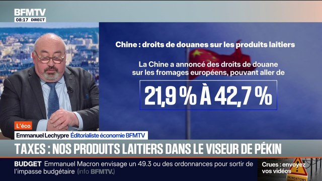 La fédération de l'industrie laitière ébranlée par les droits de douane chinois sur ses produits