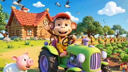 Monkey Funny Fixes Tractor & Plows Beet Field 🚜🐒  Farm Work Cartoon for Kids