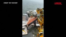 Usa: aereo Marina messicana si schianta al largo della costa del Texas, le immagini del relitto