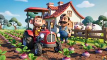 🐒🚜 Monkey’s Silly Ploughing Trouble & Smart Farm Fix  Funny Farm Work Cartoon