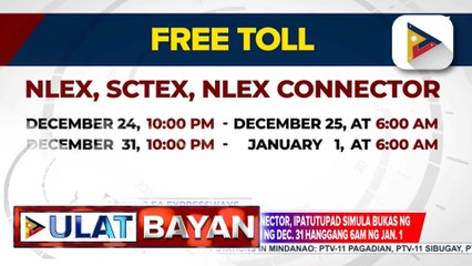 NLEX, SCTEX, at NLEX connector, may libreng toll sa Dec. 24-25  at Dec. 31-Jan. 1 | ulat ni Gab Villegas