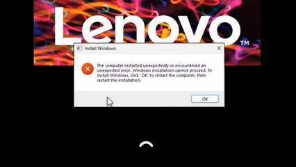 lenovo the computer restarted unexpectedly or encountered an unexpected error -- Solved
