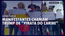 “Pirata do Caribe”: manifestantes criticam Trump durante protesto em Caracas