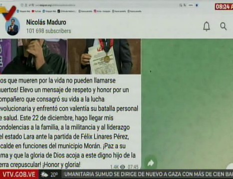 Presidente Nicolás Maduro lamenta la partida física del alcalde Félix Linares Pérez