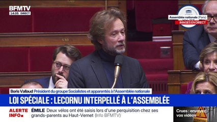 Loi spéciale: "Il n'est pas question pour nous que les services publics des Français soient les premières victimes", assure Boris Vallaud