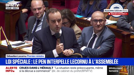 Loi spéciale: "Que cette trêve de Noël nous permette de réfléchir", répond Sébastien Lecornu à Marine Le Pen