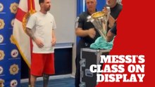 Lionel Messi’s quiet class stands out while delivering the MLS trophy to police