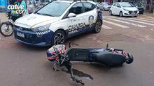 Carro e scooter elétrica se envolvem em acidente no Centro de Toledo
