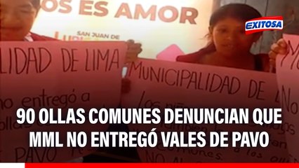 Noventa ollas comunes denuncian que Municipalidad de Lima no entregó vales de pavo: "No es justo"