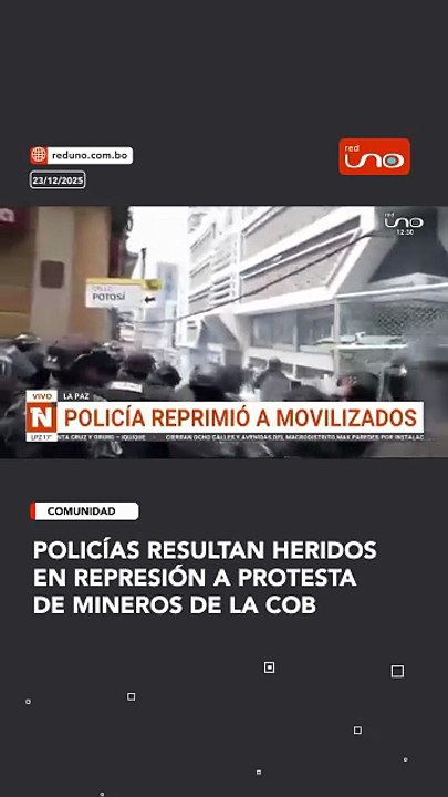 Policías resultan heridos en represión a protesta de mineros de la COB