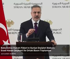 Şam'daki basın toplantısı Hakan Fidan'ın sözü kesilerek bitirilmiş