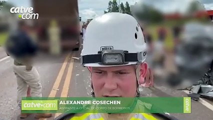 "Vítima não conseguiu sair do veículo", diz bombeiro sobre engavetamento na BR-277