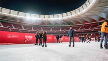 Atlético de Madrid adecua su estadio con increíble pista de hielo para Navidad