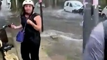 Inundación por las calles de San Martín (AMBA) tras el temporal
