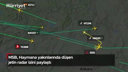 Milli Savunma Bakanlığı, Haymana yakınlarında düşen ve Libya heyetini taşıyan jetin radar izini paylaştı