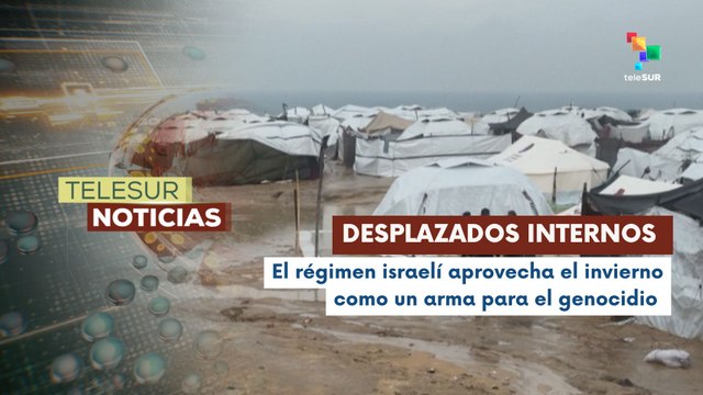 Palestinos desplazados sufren temporada de frío y lluvias que inundaron refugios en Gaza