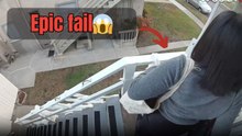 Ring camera footage captures unlucky morning moment as woman falls on her front steps