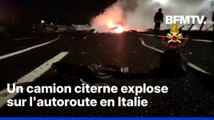 Italie: un camion-citerne explose sur l'autoroute après une collision avec un poids-lourd